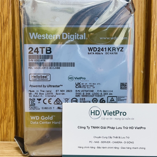 Ổ Cứng HDD WD 24TB Gold (WD241KRYZ) Chính Hãng